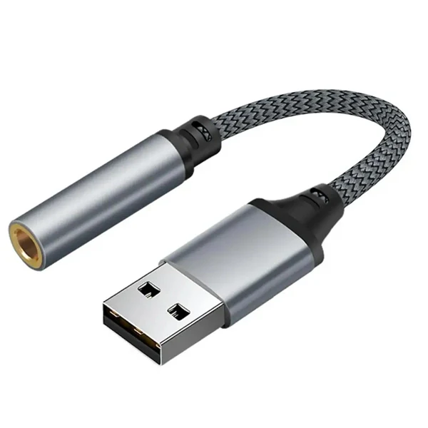 2-in-1 USB to 3.5mm Audio Adapter – Microphone & Headphone Cable for Laptop & Desktop