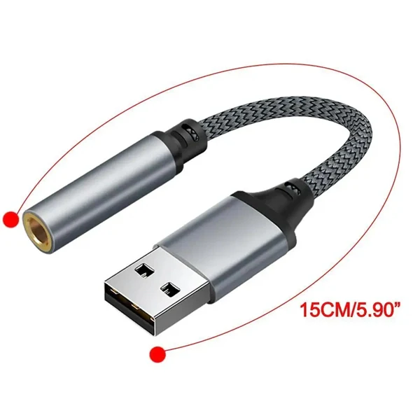 2-in-1 USB to 3.5mm Audio Adapter – Microphone & Headphone Cable for Laptop & Desktop