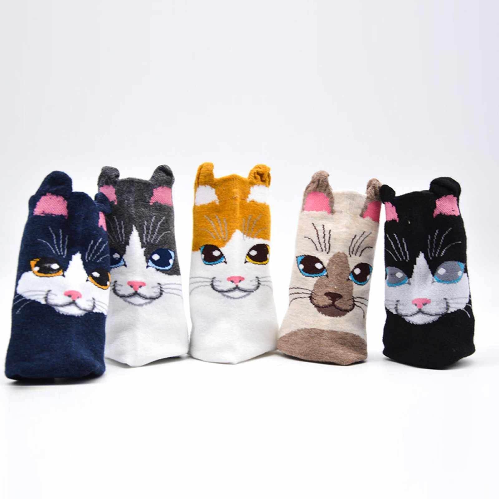 Cute Cat Ear Cartoon Animals Patterns Series Funny Socks Warmer Funny Socks Christmas Gift