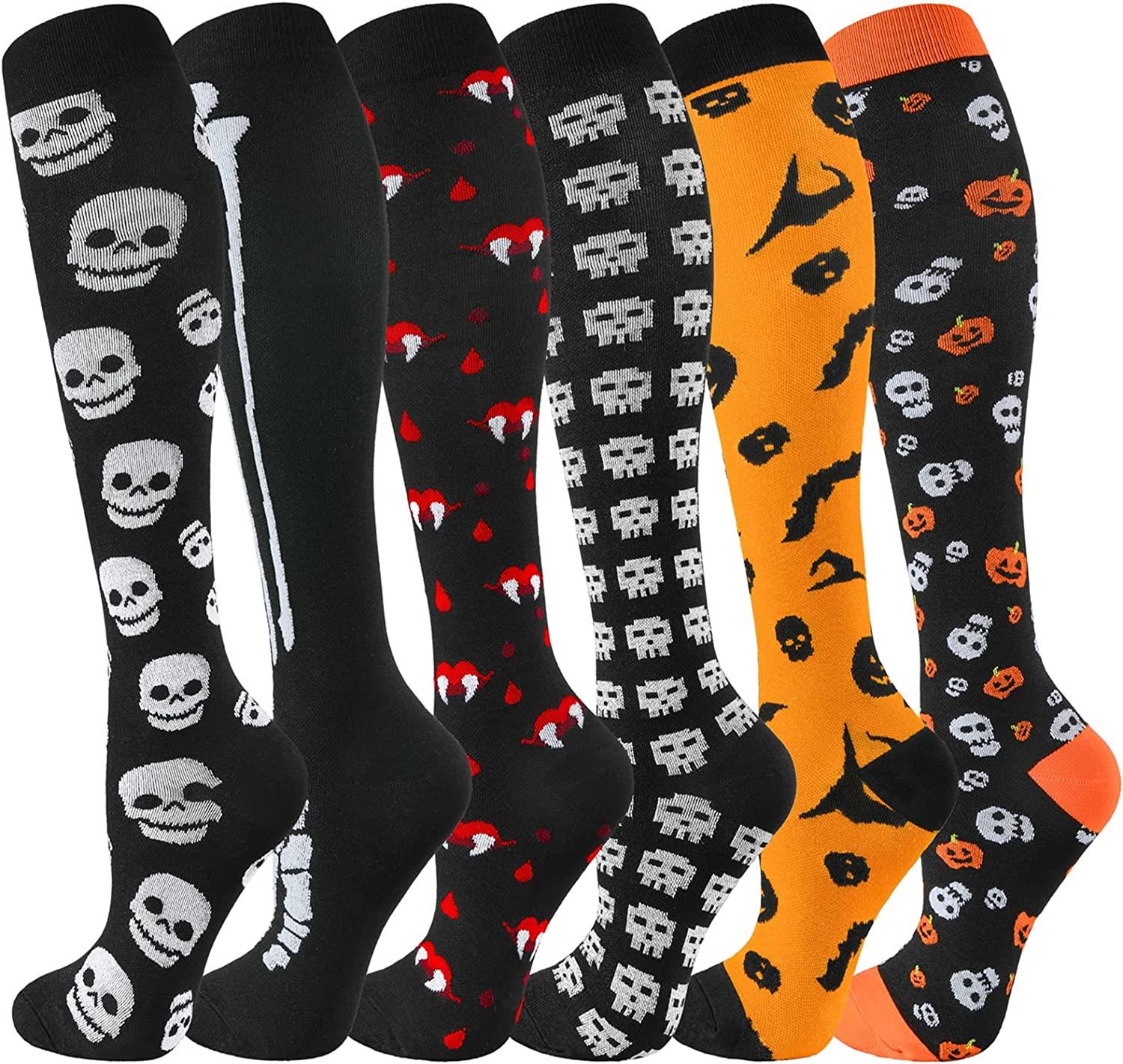 Halloween Compression Socks 6 Pairs - For Men and Women-Workout And Recovery