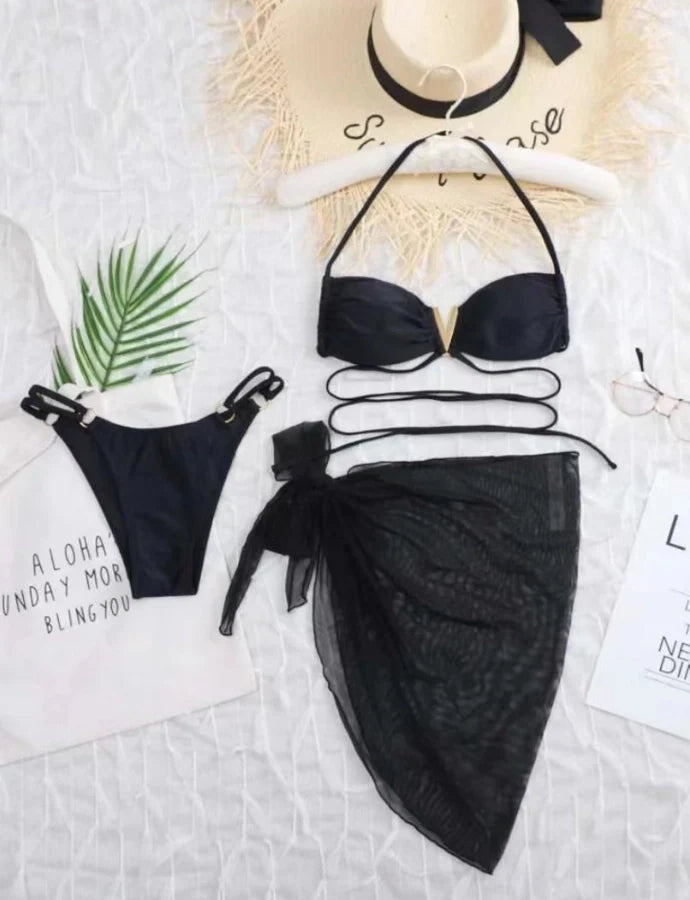 Women's Sexy Backless Three - Piece Bikini Swimsuit