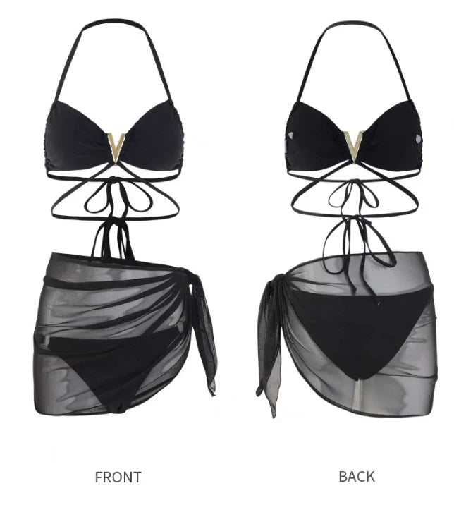 Women's Sexy Backless Three - Piece Bikini Swimsuit