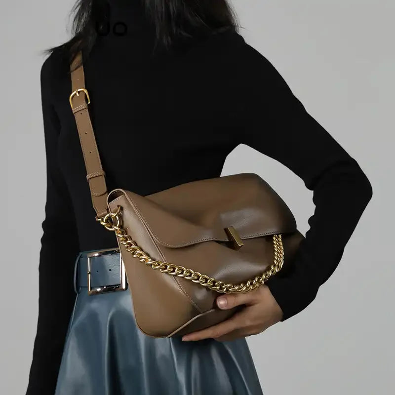 2025 Minimal Chic Dual Mode Genuine Leather Crossbody Bag Shoulder Bag