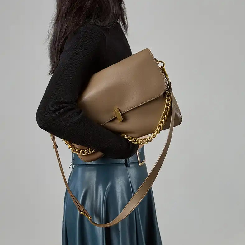 2025 Minimal Chic Dual Mode Genuine Leather Crossbody Bag Shoulder Bag