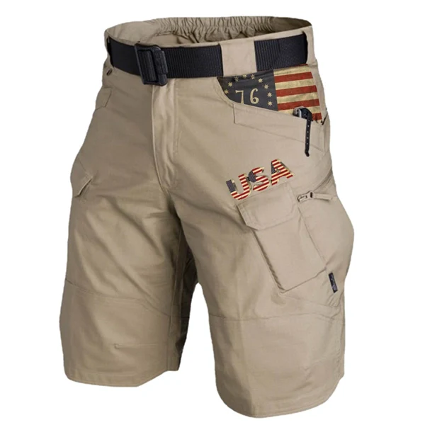 2025 Upgraded Tactical Shorts Men's Vintage Independence Day Flag Cargo Shorts