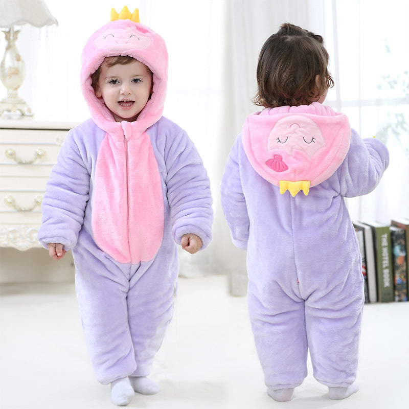 Winter Warm & Comfy Animal Shape Flannel Baby Children's Clothing Crawling Clothes