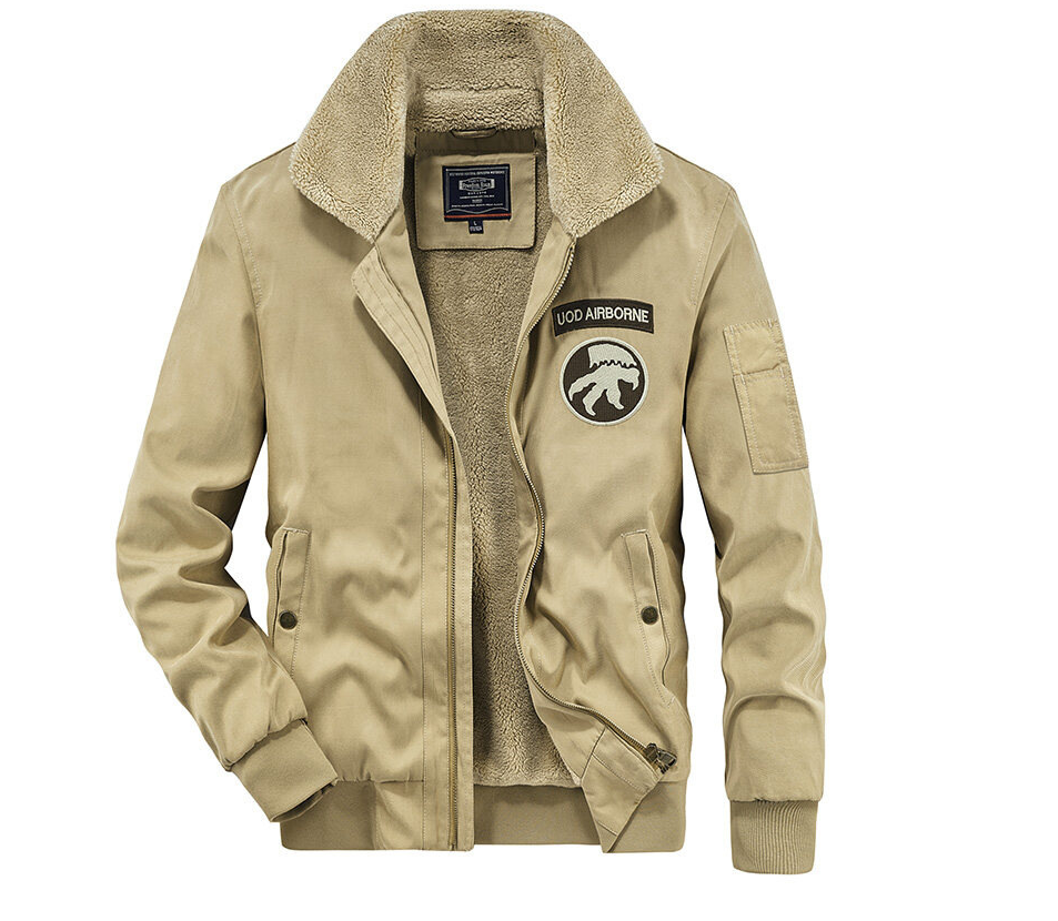 Winter Plush Coat Tooling Retro Bomber Jacket Men's Cotton Clothes