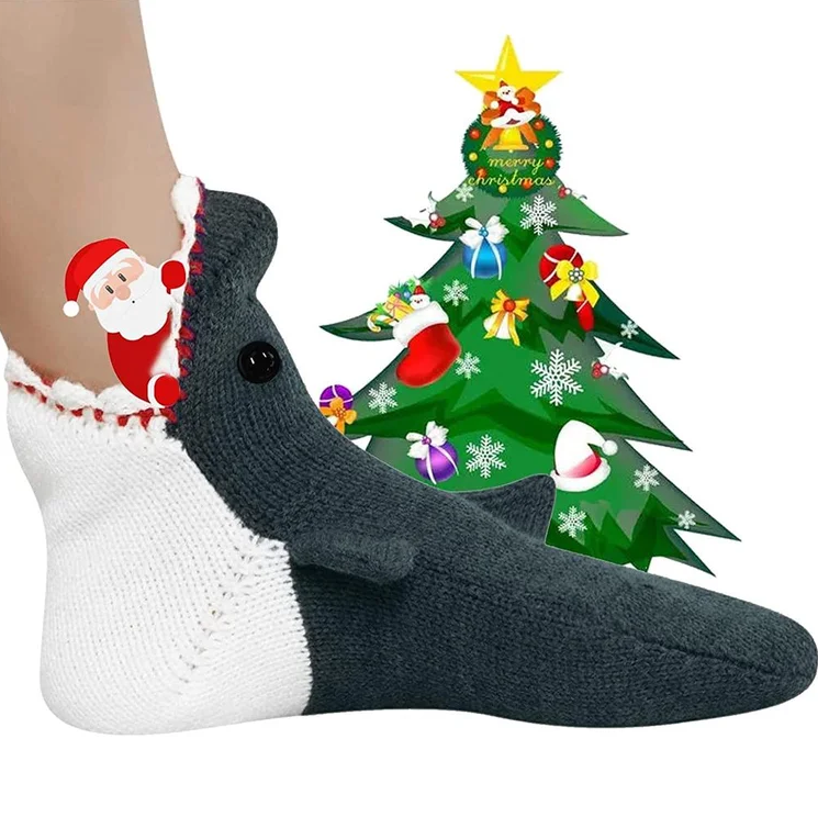 Funny Knitting Cuff Crocodile Animal Pattern Shark Socks