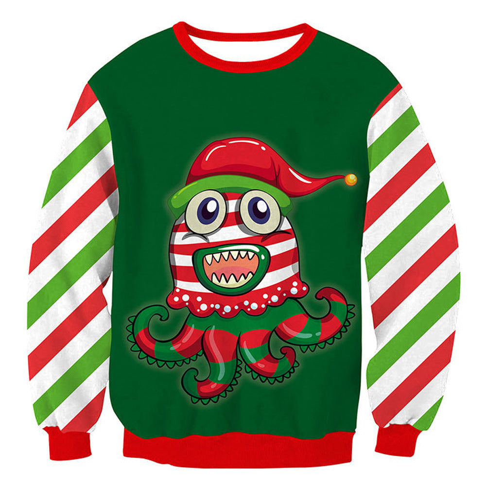 2024 Ugly Christmas Sweater 3D Funny Cartoon Anime Santa Clothing