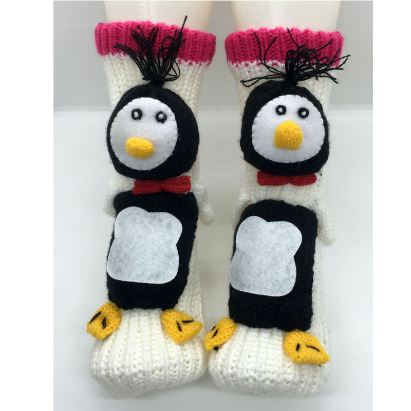 3D Cartoon Anti-Skid Wool Socks Knit Socks Thickened Winter Warm Christmas Socks