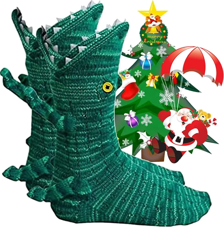 Funny Knitting Cuff Crocodile Animal Pattern Shark Socks