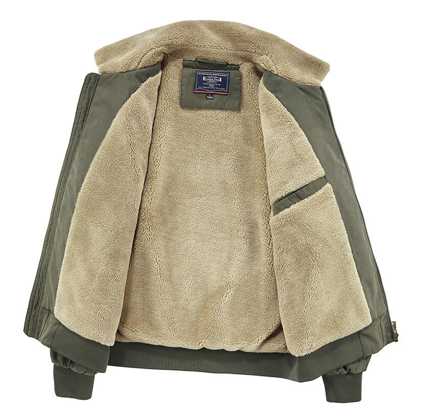 Winter Plush Coat Tooling Retro Bomber Jacket Men's Cotton Clothes