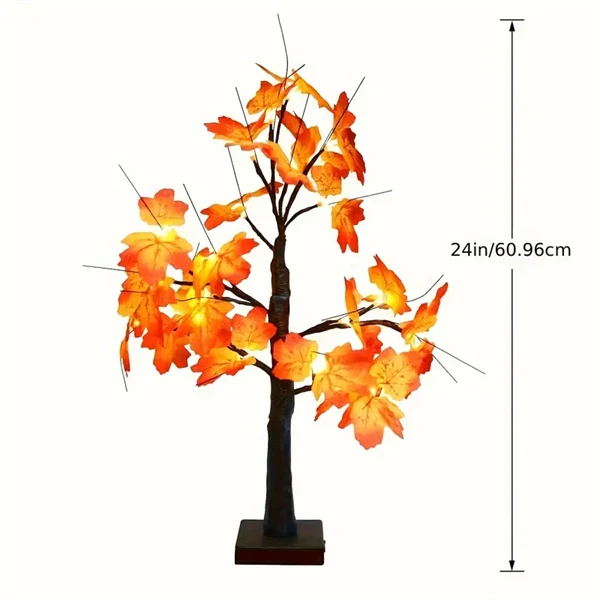 24" Lighted Maple Tree with Timer for Thanksgiving & Fall Decor