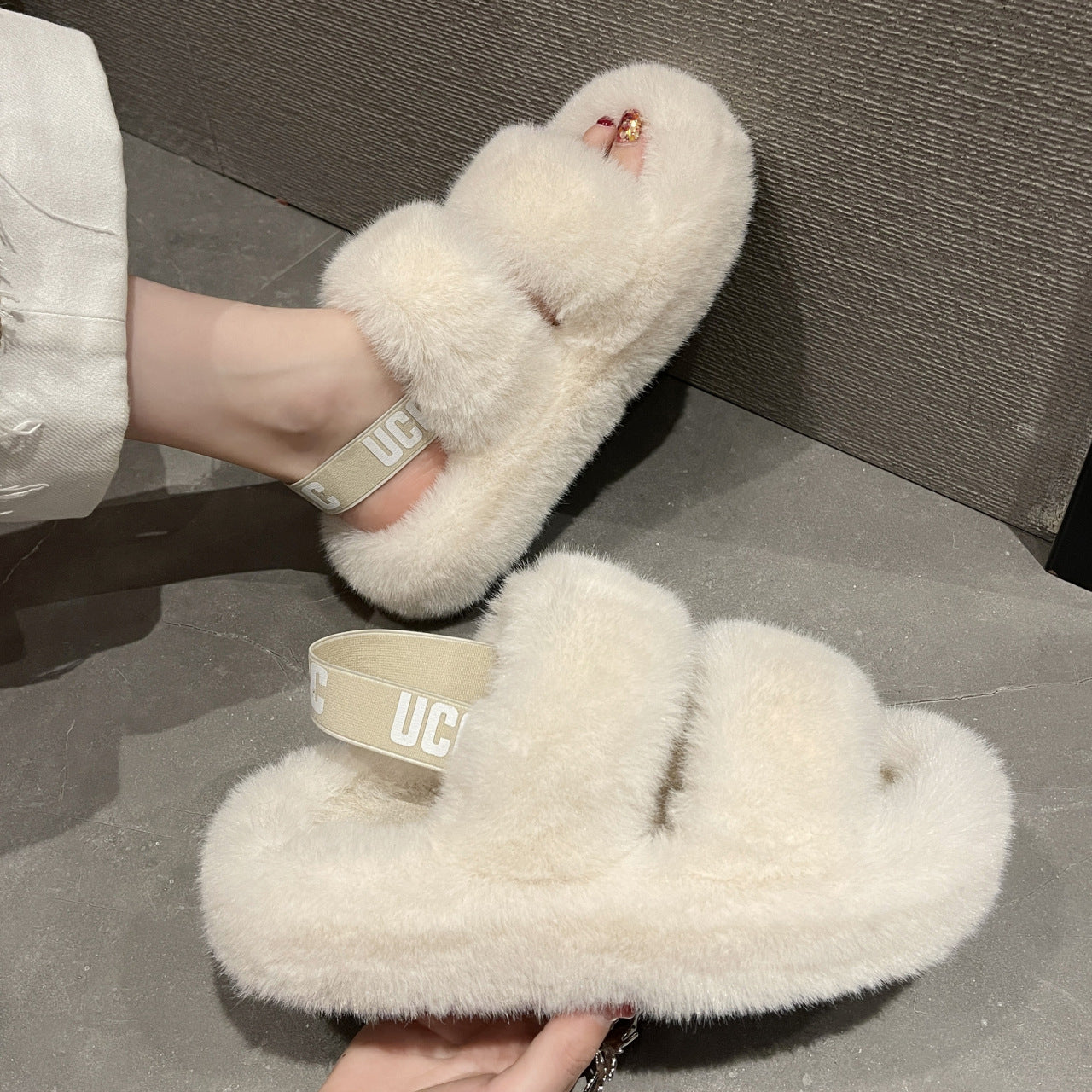 Winter Super Warm Soft Plush Slippers With Straps