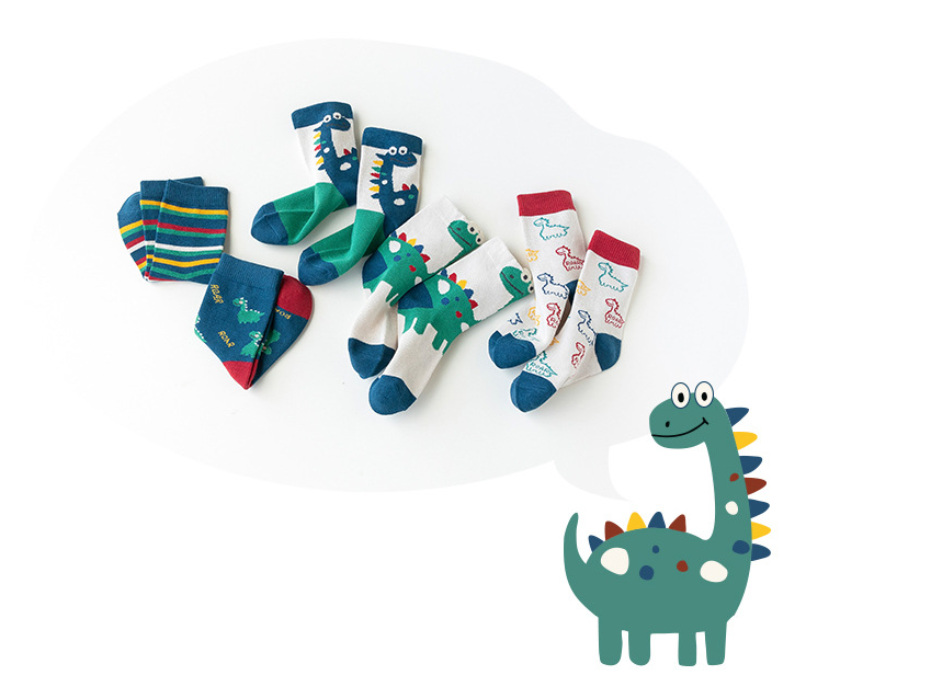 Autumn And Winter Boys Girls Pure Cotton Children's Dinosaur Socks