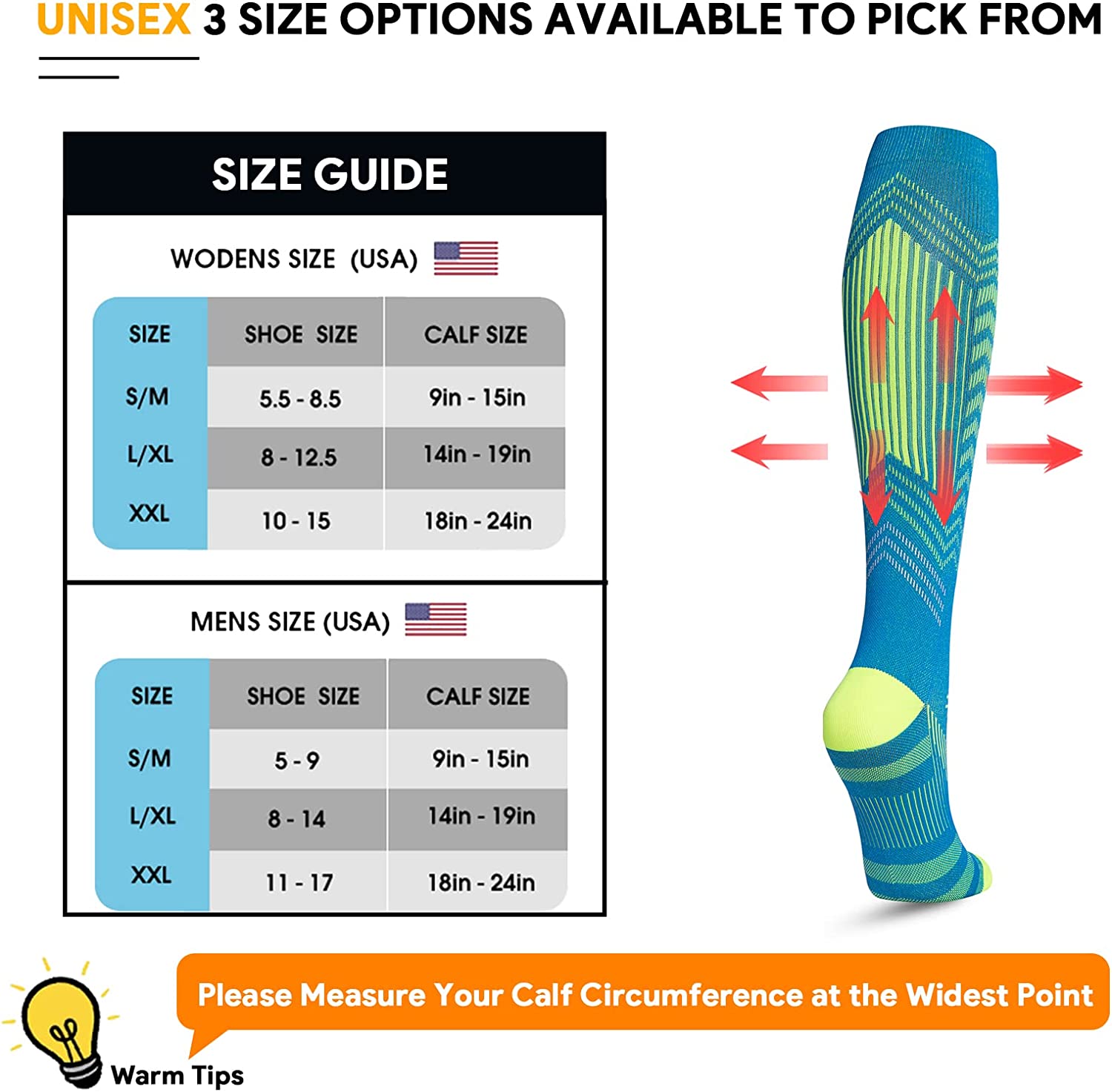 Compression Socks Reflective Circulation 20-30 mmHg Knee High Graduated Medical Compression Socks
