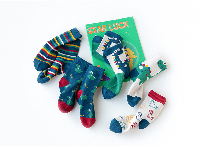 Autumn And Winter Boys Girls Pure Cotton Children's Dinosaur Socks