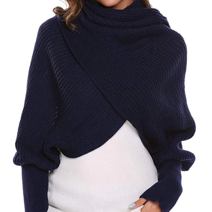 HOT SALE-Crochet Sweater-Scarf With Sleeves