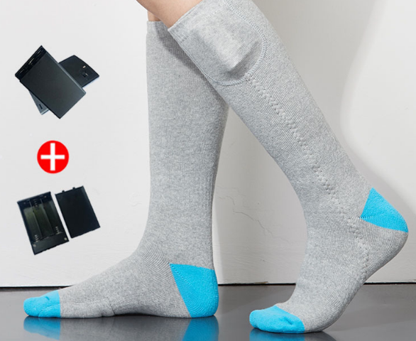 Pure cotton electric heating men's and women's sports charging ski socks