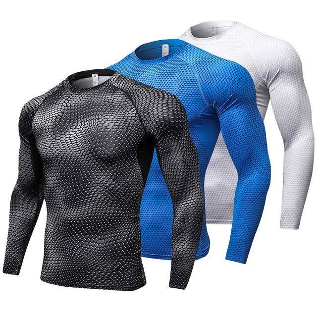 Long Sleeve Quick Dry Workout Running Shirt Compression Fitness Tops Breathable Gym Sport Shirts Men