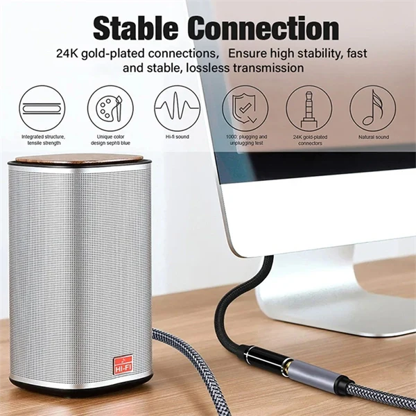 3.5mm Male to Female AUX Extension Cable – TRRS 4-Pole Audio Cord for Headphones, Speakers, Phone, and Car Stereo