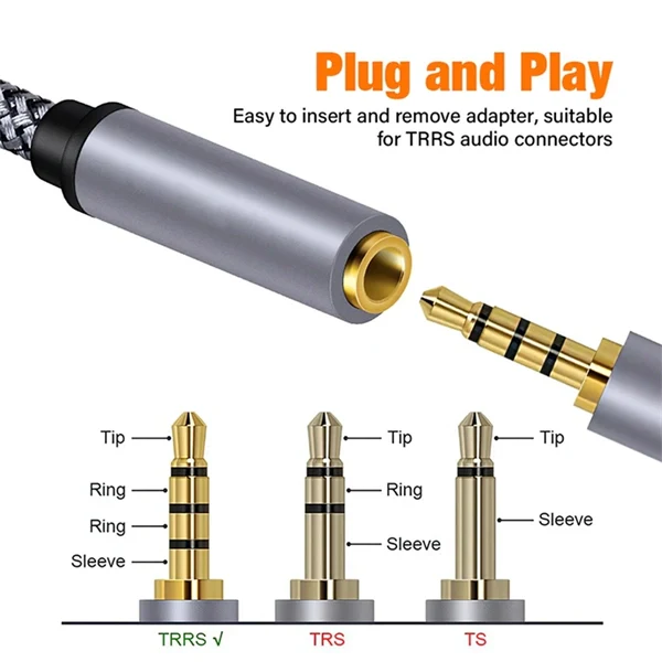 3.5mm Male to Female AUX Extension Cable – TRRS 4-Pole Audio Cord for Headphones, Speakers, Phone, and Car Stereo