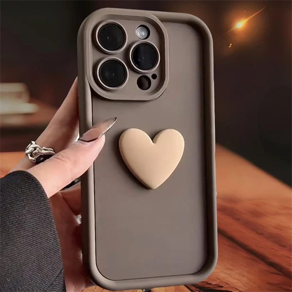 3D Heart Matte Phone Case – Full Camera Protection, Skin-Friendly Cover for iPhone 17