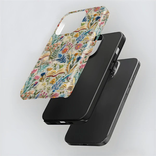 Faux Embroidery Design 3D Paper-Cut Style Double-Layer Phone Case for iPhone 17