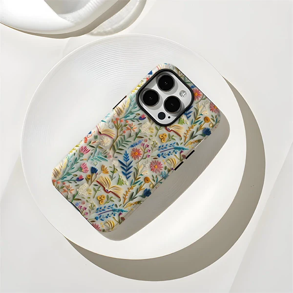 Faux Embroidery Design 3D Paper-Cut Style Double-Layer Phone Case for iPhone 17