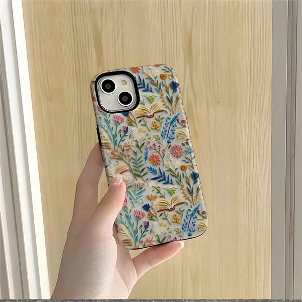 Faux Embroidery Design 3D Paper-Cut Style Double-Layer Phone Case for iPhone 17