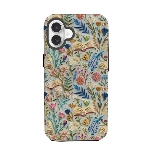 Faux Embroidery Design 3D Paper-Cut Style Double-Layer Phone Case for iPhone 17