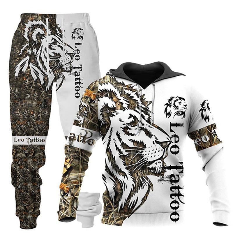 3D Wolf Oversized Tracksuit - Zip Hoodie & Joggers Set, Unisex Street Style