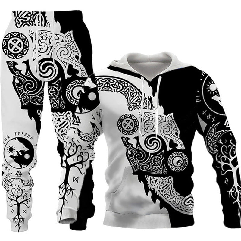 3D Wolf Oversized Tracksuit - Zip Hoodie & Joggers Set, Unisex Street Style