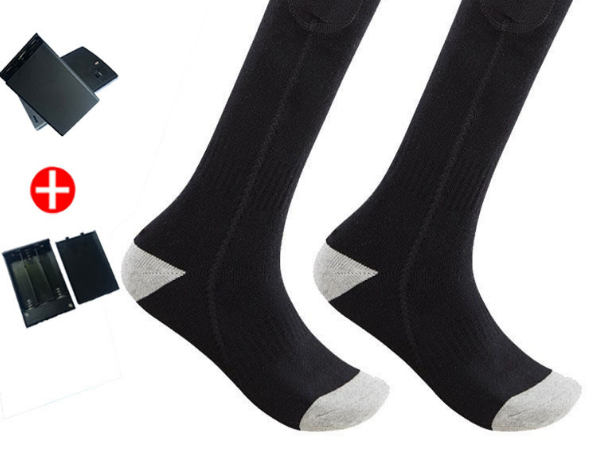 Pure cotton electric heating men's and women's sports charging ski socks