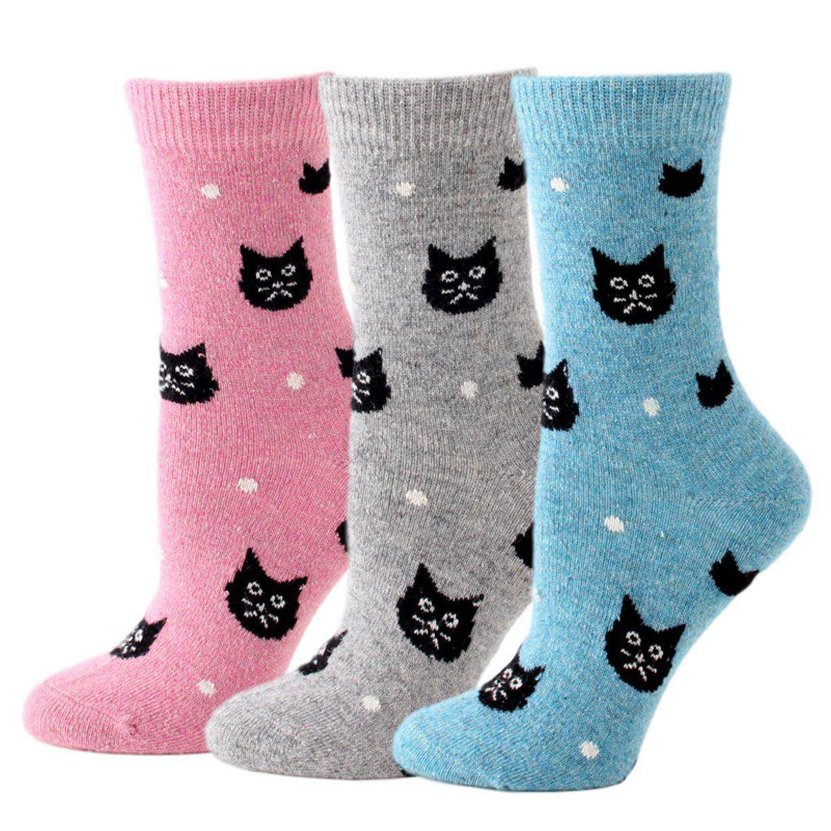 SNOWY CAT WOOL BLEND SOCKS