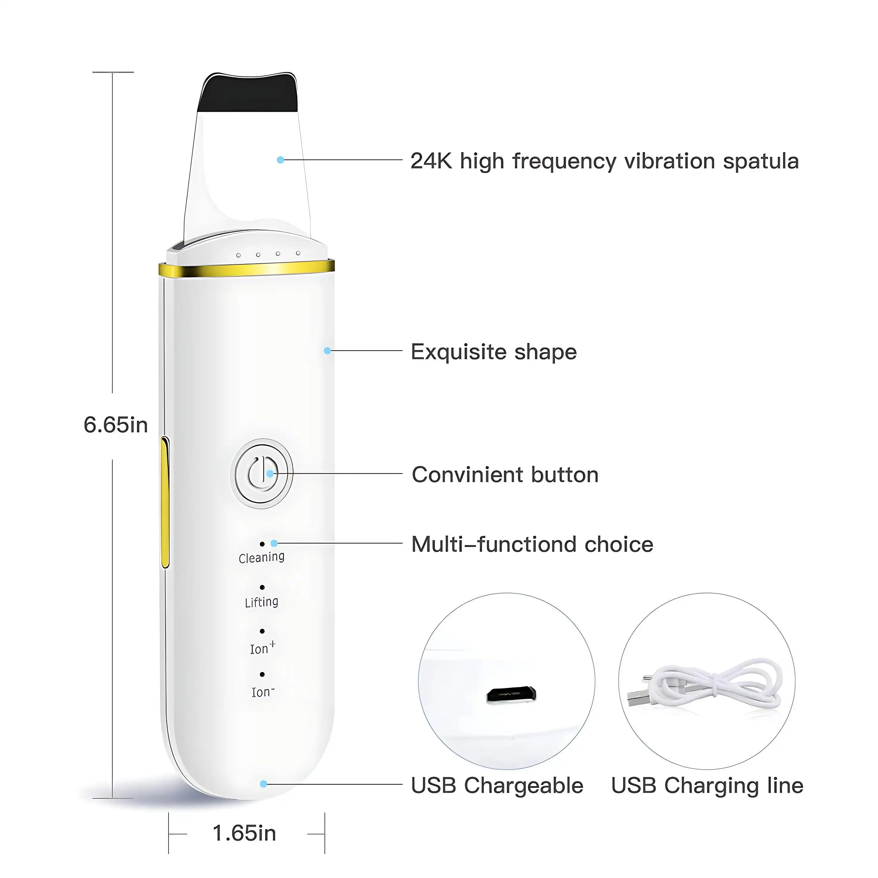 4-Speed Ultrasonic Facial Cleanser - Rechargeable Exfoliating Device