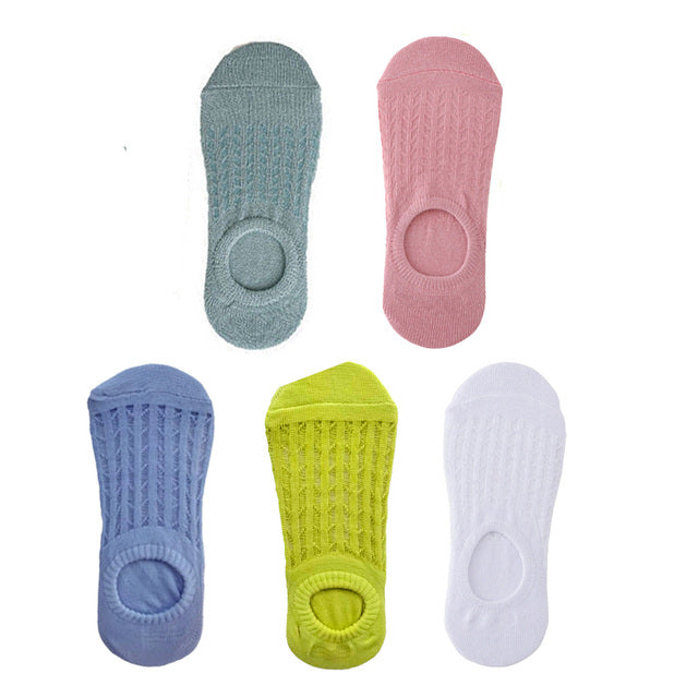 5 Pairs of Women's Anti-Skid Invisible Boat Socks