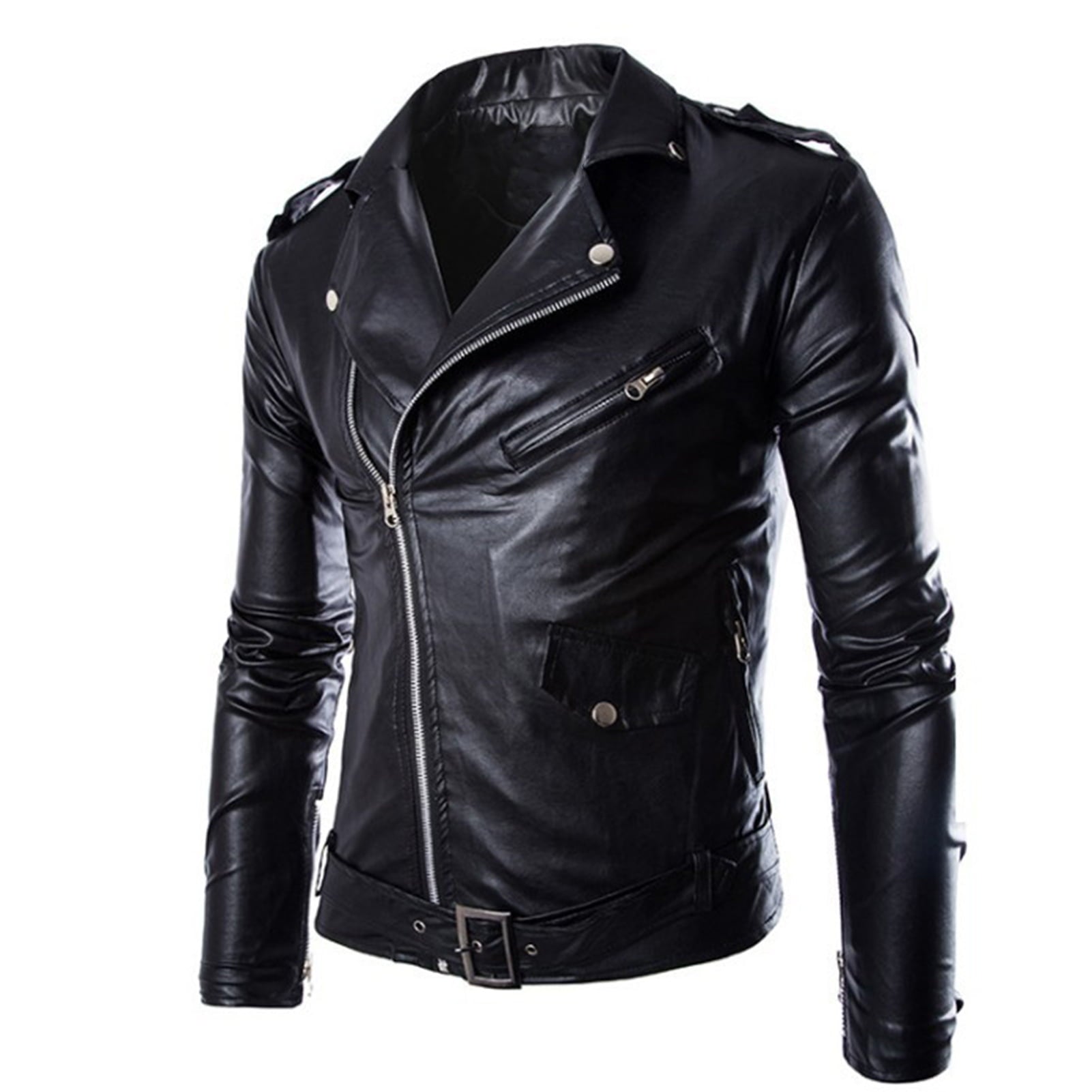 Jacket Turn-down Collar Solid Color Slim Long Sleeve Male Coat