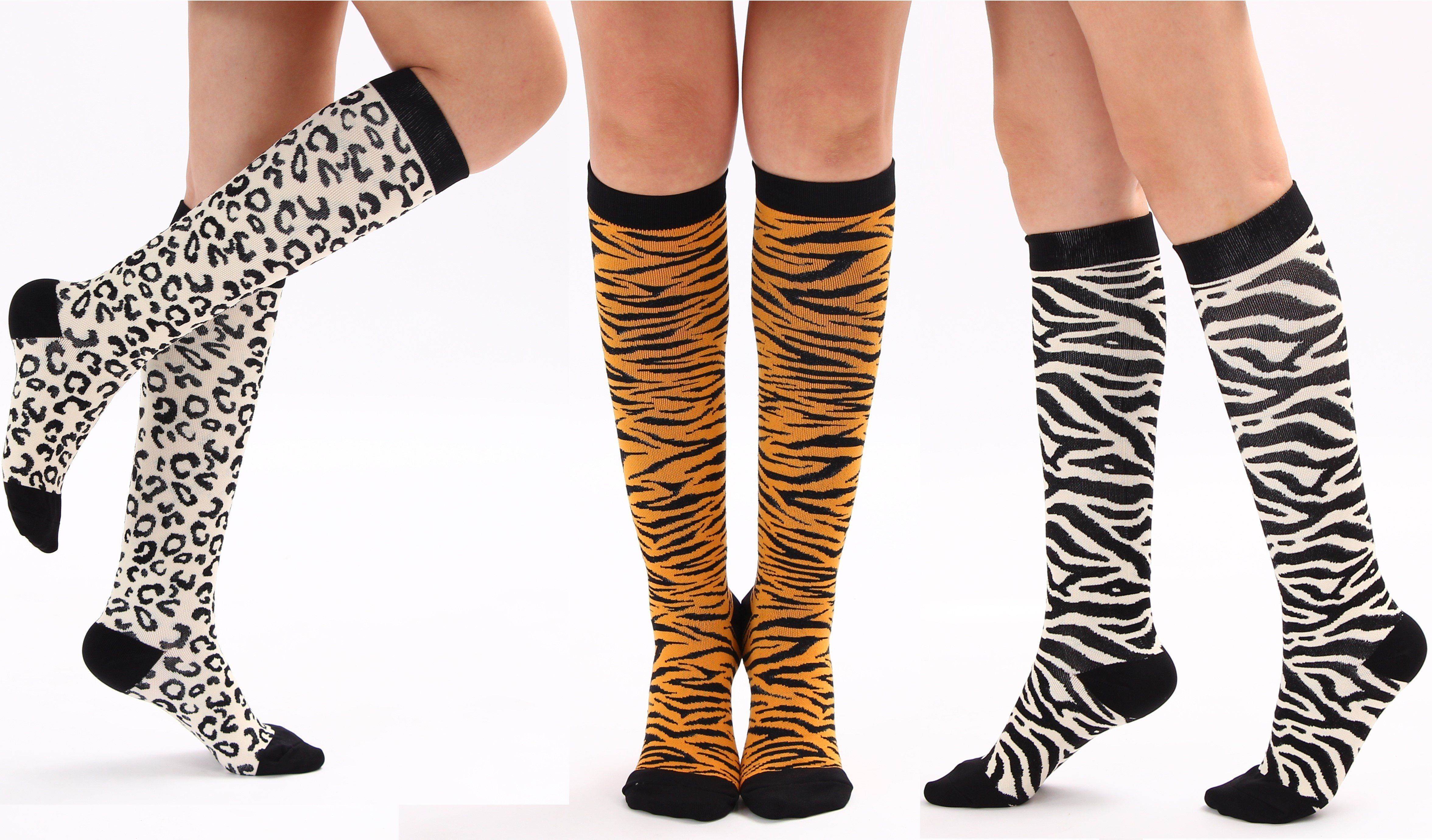 Animal Print Compression Socks 20-30 mmHg Support Stockings for Energizing Recovery