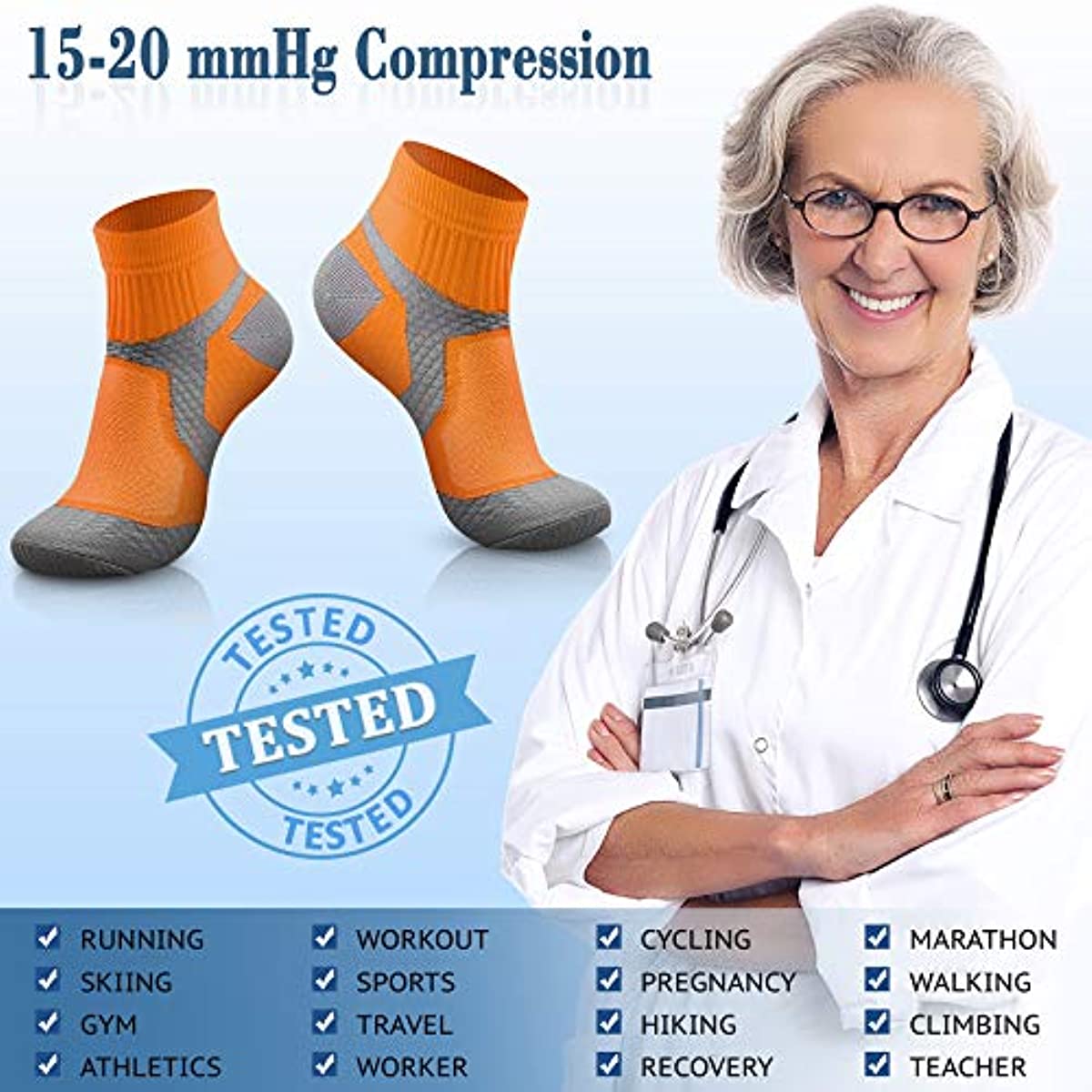 Compression Socks for Women & Men Circulation 15-20 mmHg is Best for Athletic Running Cycling