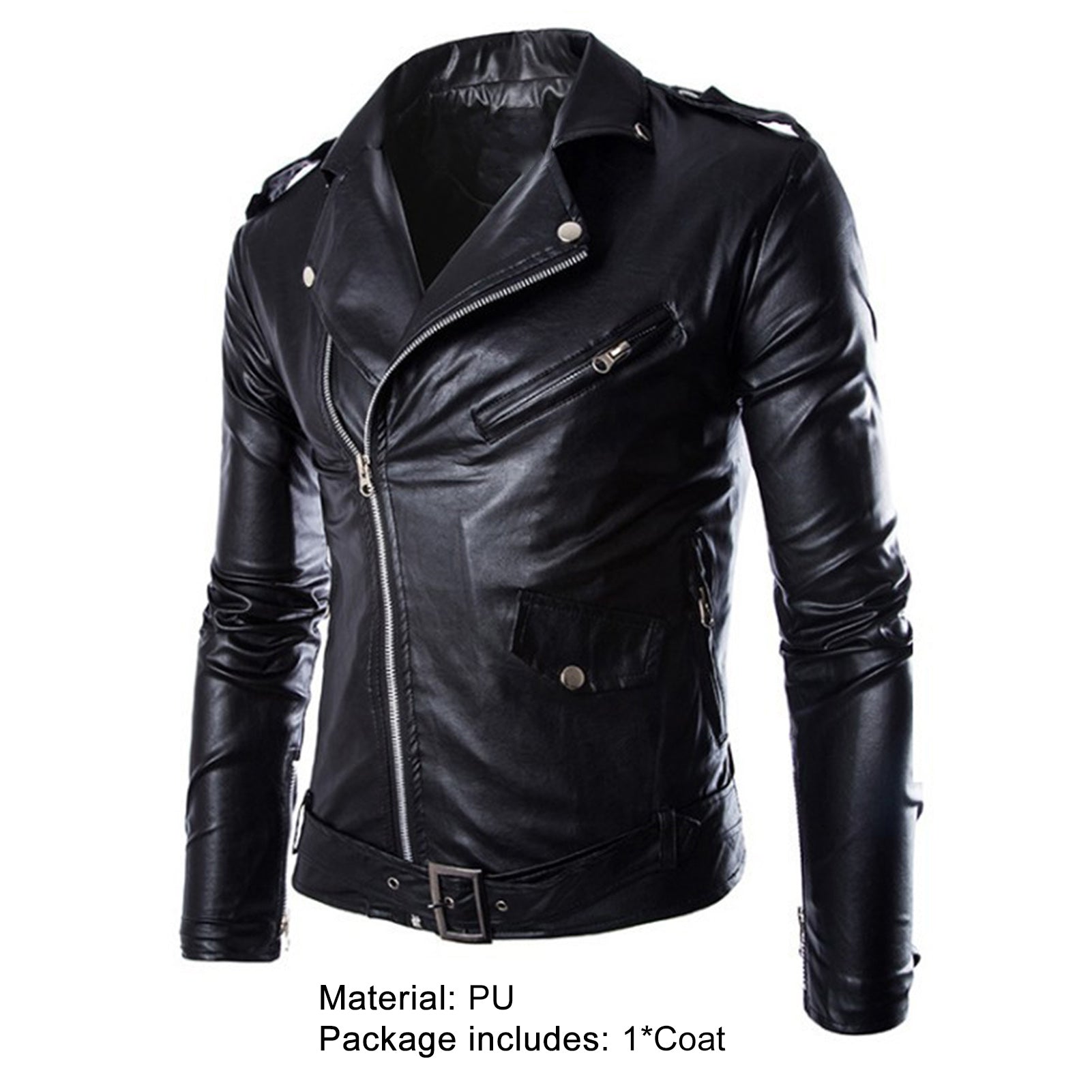 Jacket Turn-down Collar Solid Color Slim Long Sleeve Male Coat