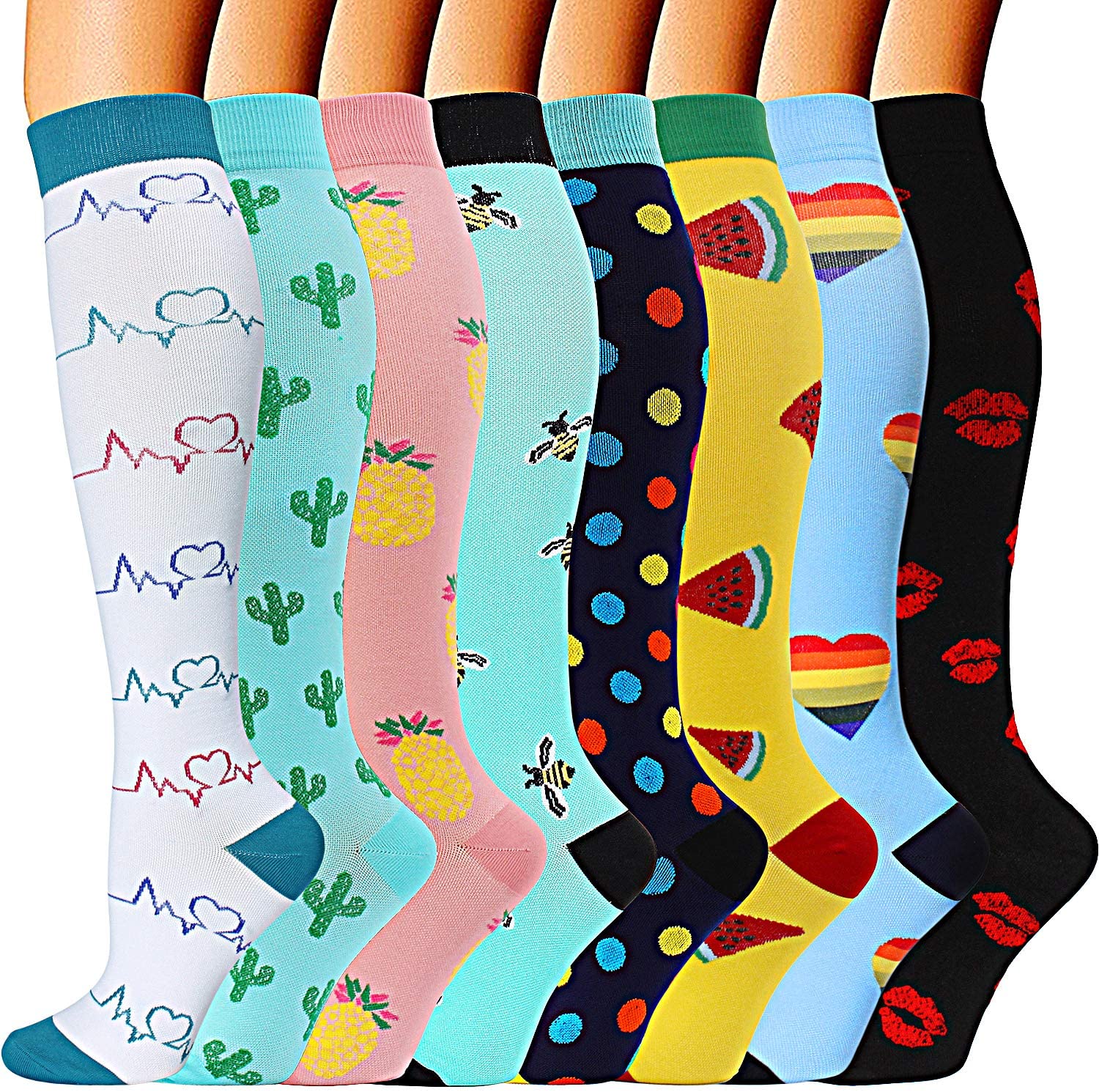 Best Compression Socks Support 15-30mmHg for Women & Men 8 Pairs-Workout and  Recovery.