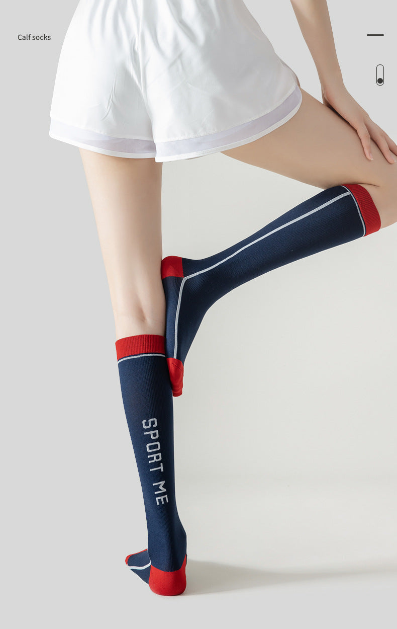 5 pairs High quality professional fitness running men's and women's long tube compression socks