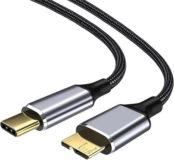 5Gbps USB Type-C to Micro-B Cable – Fast Data Sync & Charging for External Hard Drives
