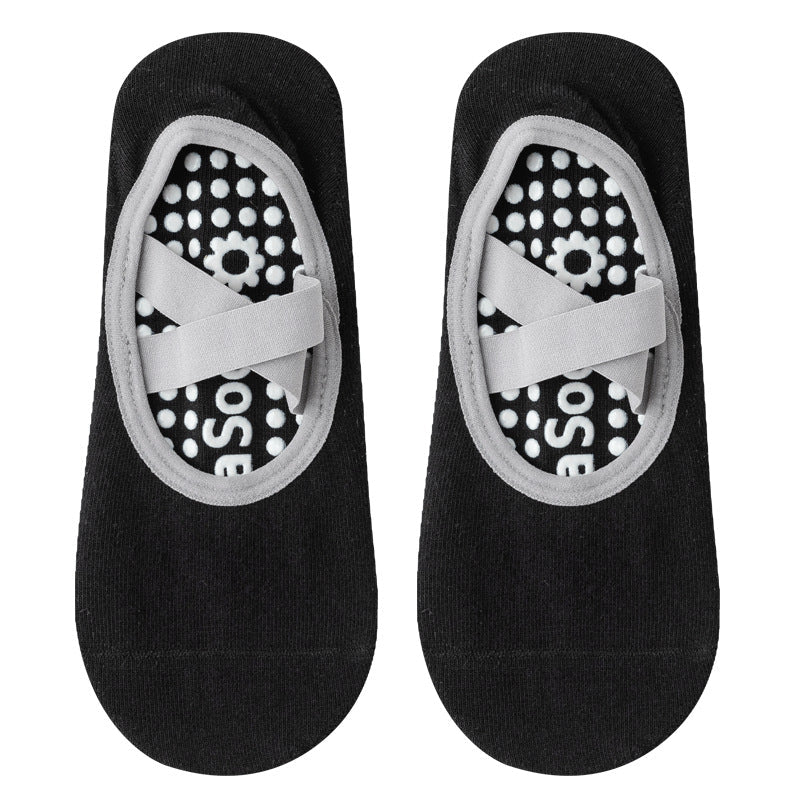 Professional Fitness Sports Anti-Skid Dispensing Instep Cross Strap Yoga Socks Dance Floor Socks