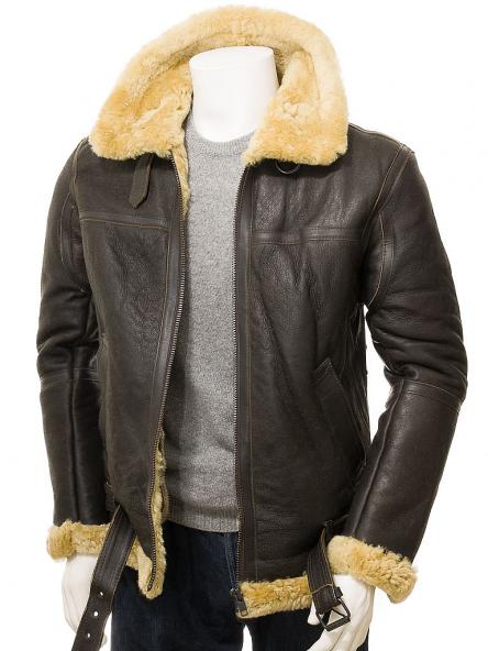Aviator Bomber Jacket B3 Real Shearling Sheepskin Leather
