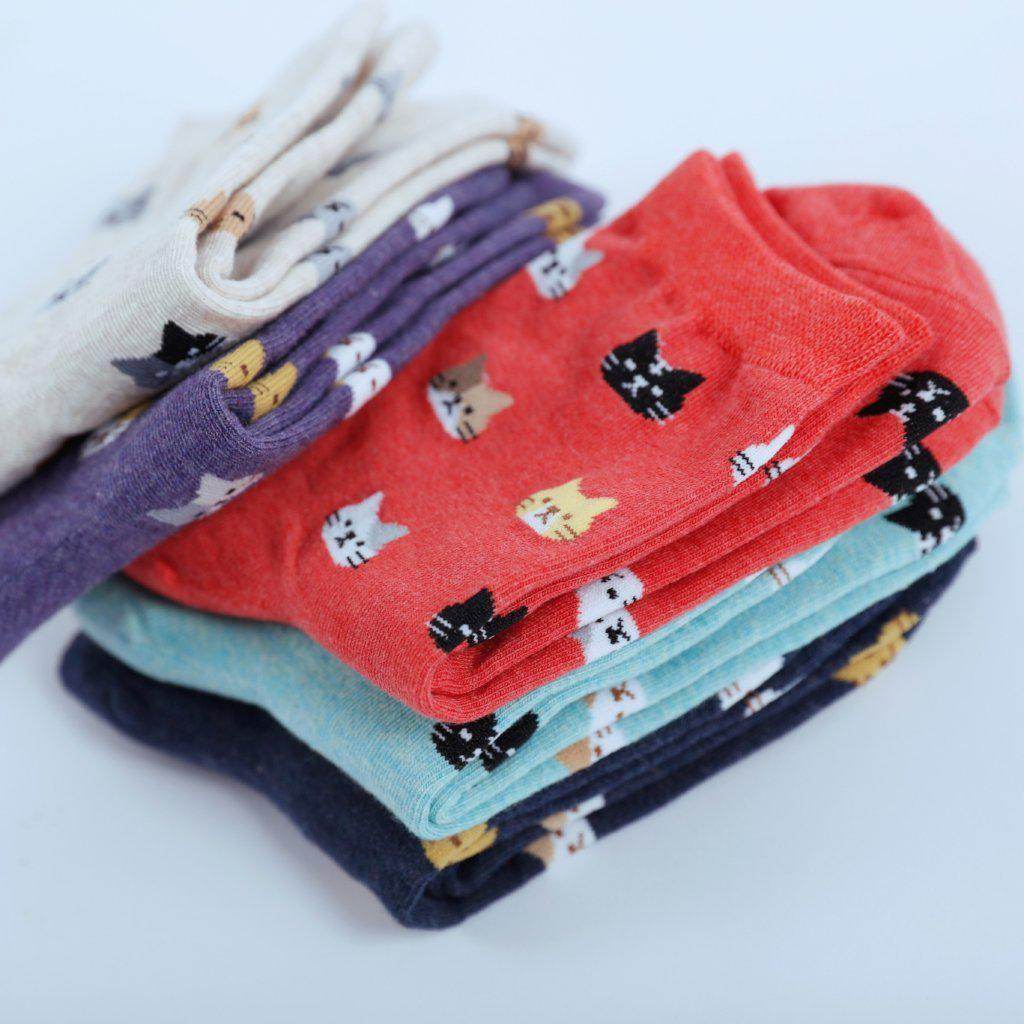 CAT FACE PATTERN WOMEN'S ANKLE SOCKS