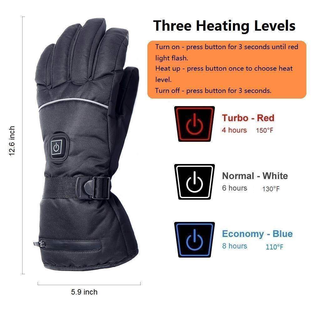 Heated Driving Gloves Motorcycle Bike Gloves Waterproof Touchscreen Gloves Electric Unisex Winter Gloves