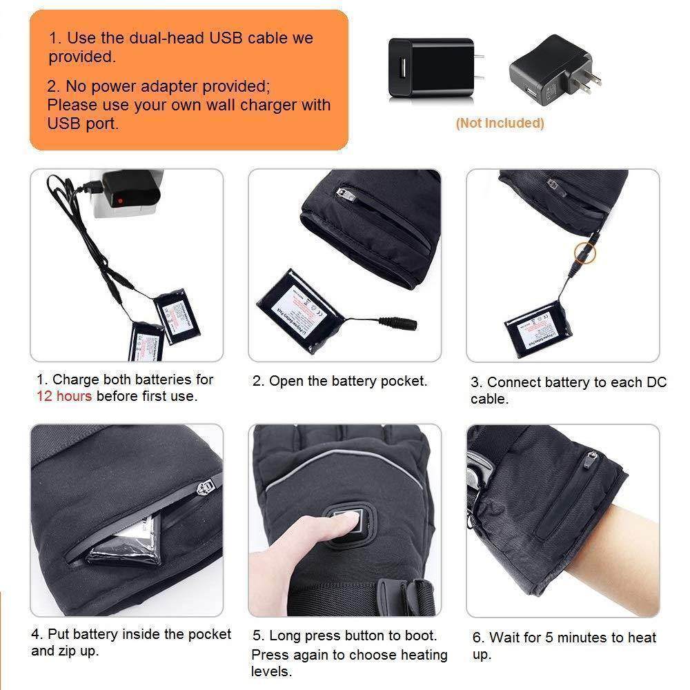 Heated Driving Gloves Motorcycle Bike Gloves Waterproof Touchscreen Gloves Electric Unisex Winter Gloves