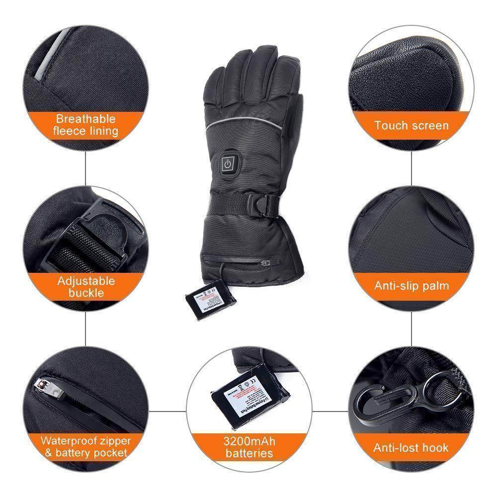 Heated Driving Gloves Motorcycle Bike Gloves Waterproof Touchscreen Gloves Electric Unisex Winter Gloves